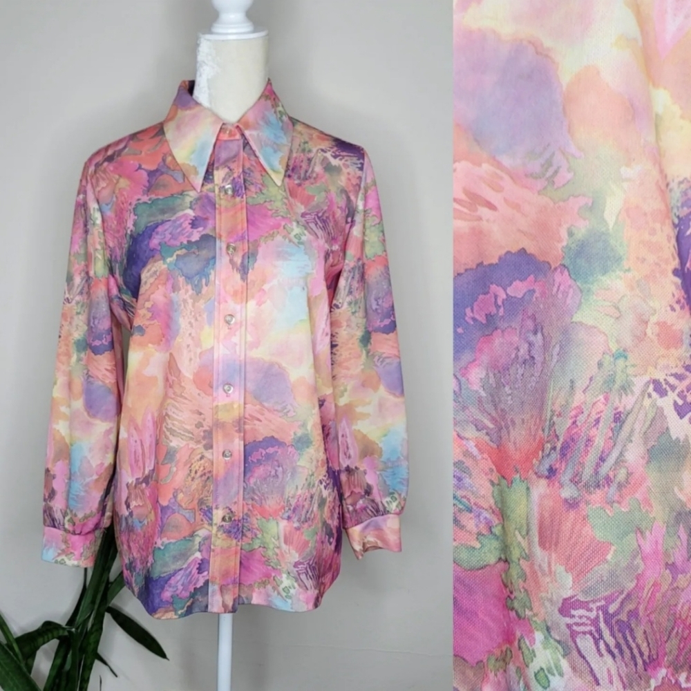 VTG 70s NPC Fashions Printed Top